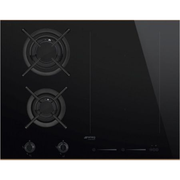 Table Mixte Induction/Gaz Dolce Stil Novo Noir SMEG PM6621WLDR