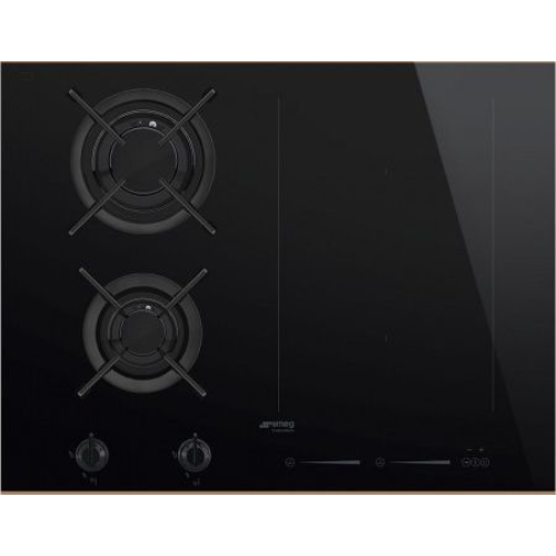 Table Mixte Induction/Gaz Dolce Stil Novo Noir SMEG PM6621WLDR