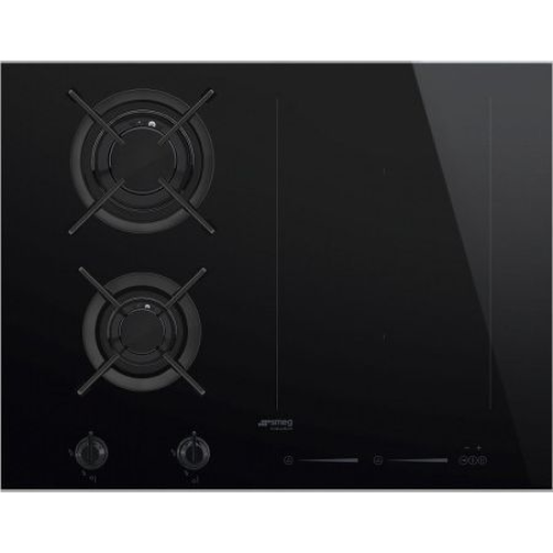 Table Mixte Induction/Gaz Dolce Stil Novo Noir SMEG PM6621WLDX