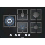 Table de cuisson gaz 5 feux 70cm verre noir fonte SIEMENS EP816SB21E