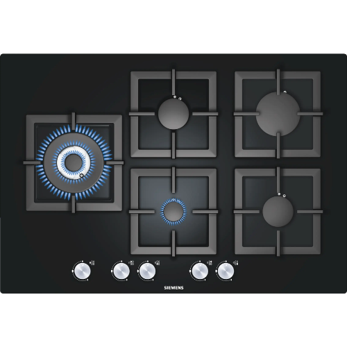 Table de cuisson gaz 5 feux 70cm verre noir fonte SIEMENS EP816SB21E