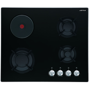 Table de cuisson mixte verre noire 60cm AIRLUX AV647HBK - vue 1
