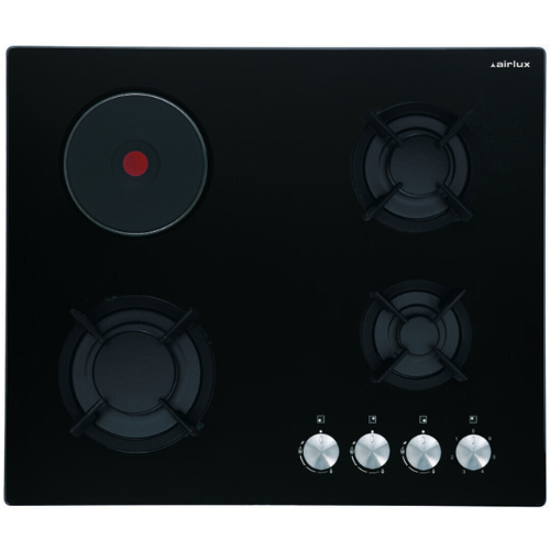 Table de cuisson mixte verre noire 60cm AIRLUX AV647HBK - vue 1