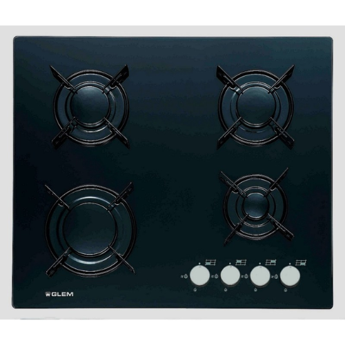 Table de cuisson verre à gaz 60 cm Glem GV64BK - vue 1