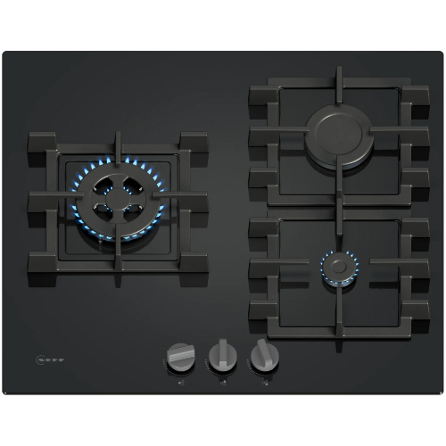 N 50, Table gaz, 60 cm, Verre trempé, Noir NEFF T26NKC4S0 - vue 1