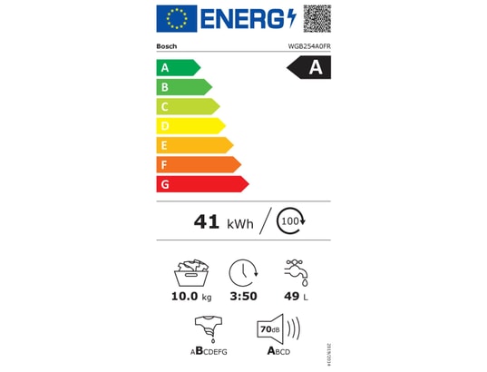 Série 8, Lave-linge front, 10 kg, 1400 trs/min BOSCH WGB254A0FR