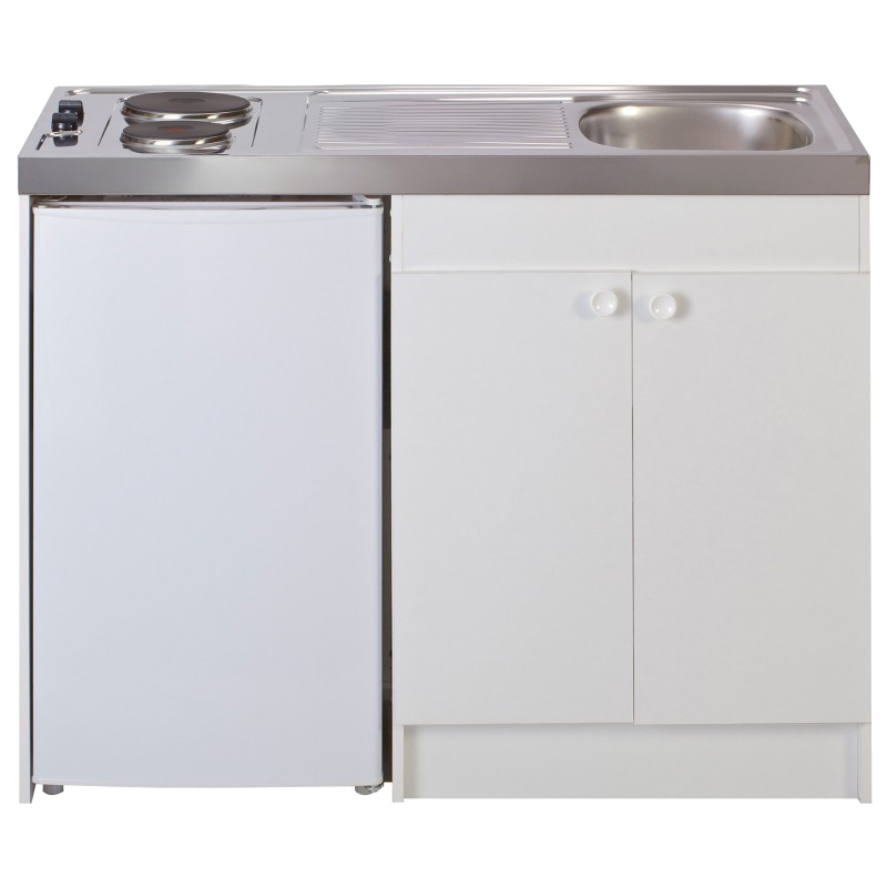 Kitchenette complète 120 cm + domino électrique + évier inox réversible + réfrigérateur top 4* 120M2P114DE