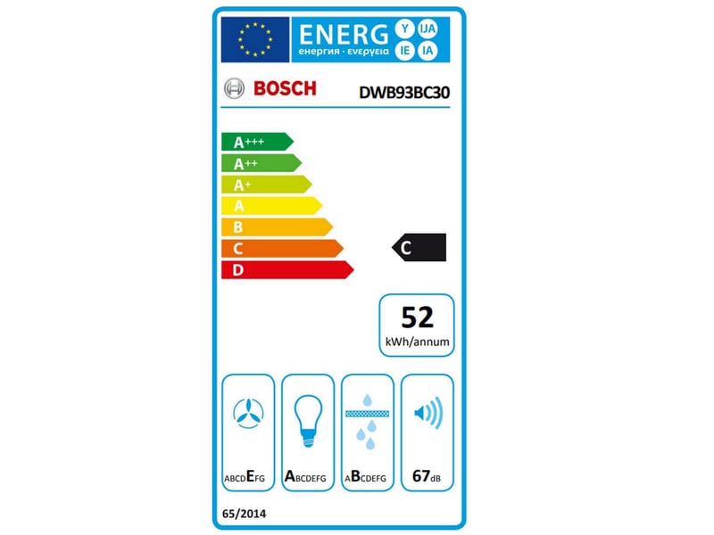 Série 2, Hotte murale, 90 cm, Couleur inox BOSCH DWB93BC30