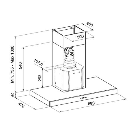 Hotte Décorative Murale Box Inox 90 CM Airlux AHB980IX - vue 3