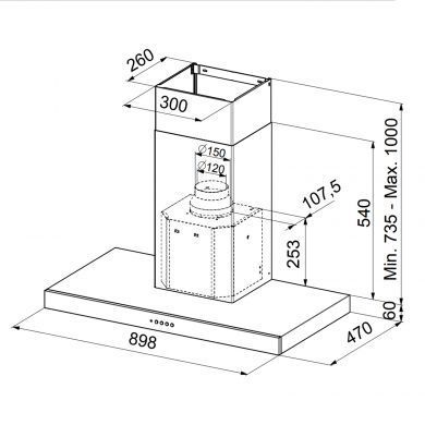 Hotte Décorative Murale Box en Inox 120 Cm AHB1280IX - vue 2