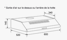 HOTTE CASQUETTE 60 CM GLEM GHC640BK - vue 2