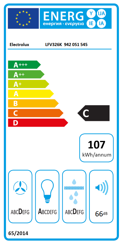 Hotte décorative murale 60 cm Série 600 ExtractionTech ELECTROLUX LFV326K