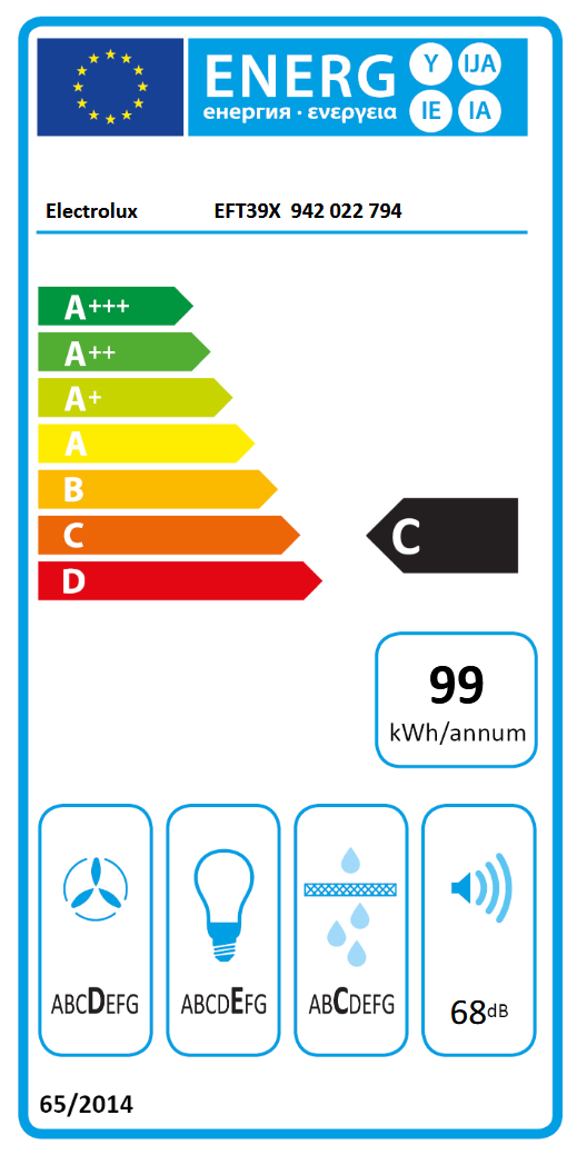 Hotte décorative murale 90 cm Série 600 ExtractionTech ELECTROLUX EFT39X