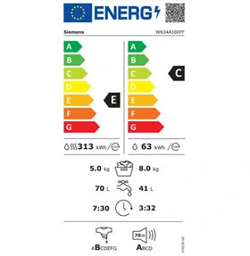 iQ300, Lave-linge séchant, 8/5 kg, 1400 trs/min SIEMENS WN34A100FF