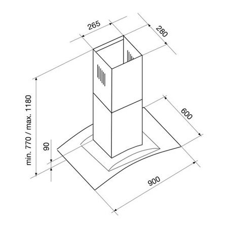 Hotte Îlot Soft 90 CM GLEM GHI9100BK - vue 2