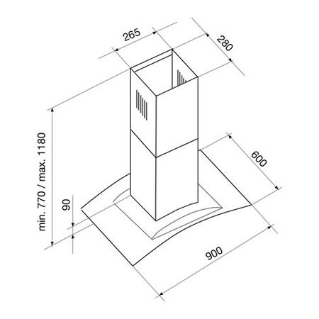 Hotte Îlot Soflt 90 CM GLEM GHI9100IX - vue 2