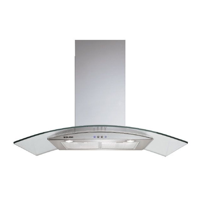Hotte Décorative Murale Soft Verre Galbé/Inox 90 cm GLEM GHS972IX - vue 1