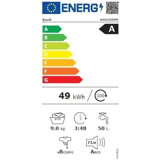 Série 4, Lave-linge front, 9 kg, 1200 trs/min BOSCH WAN24209FR