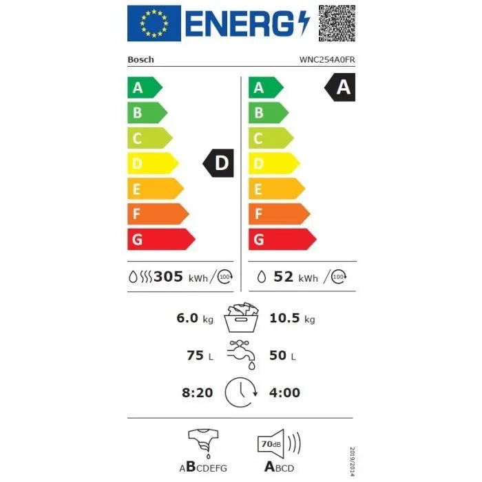 Serie 8, Waschtrockner, 10,5/6 kg, 1400 U/min BOSCH WNC254A0FR