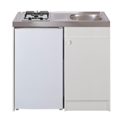 Kitchenette complète 100 cm + domino gaz + évier inox réversible  avec réfrigérateur top 4* 100M2P114DG