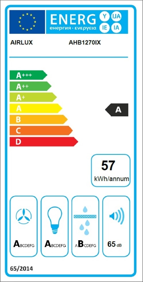 Airlux AHB1270IX Edelstahl-Wandhaube, dekorativ, 220–240 V, 10 A, 50 Hz