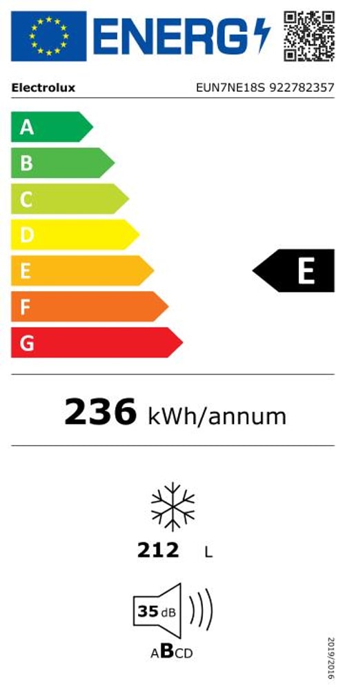 Congélateur Encastrable 177.2 cm Froid No Frost ELECTROLUX EUN7NE18S