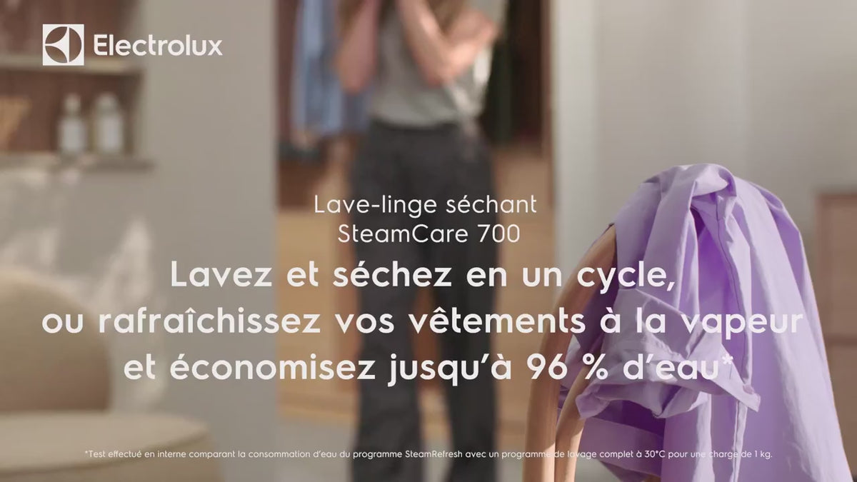 Load video: Lave-linge séchant SteamCare 700 10/6 kg ELECTROLUX EW7IW2066BG