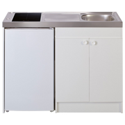 Kitchenette complète 120 cm + domino induction + évier inox réversible + réfrigérateur top 4*120M2P114DI