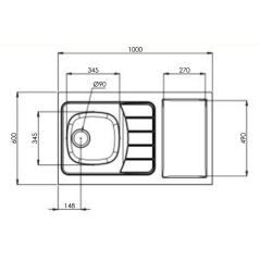 Komplette 100-cm-Küchenzeile + elektrisches Kochfeld mit Timer + wendbare Edelstahlspüle mit 4-Sterne-Kühlschrank mit obenliegendem Gefrierfach 100M2P114530VI