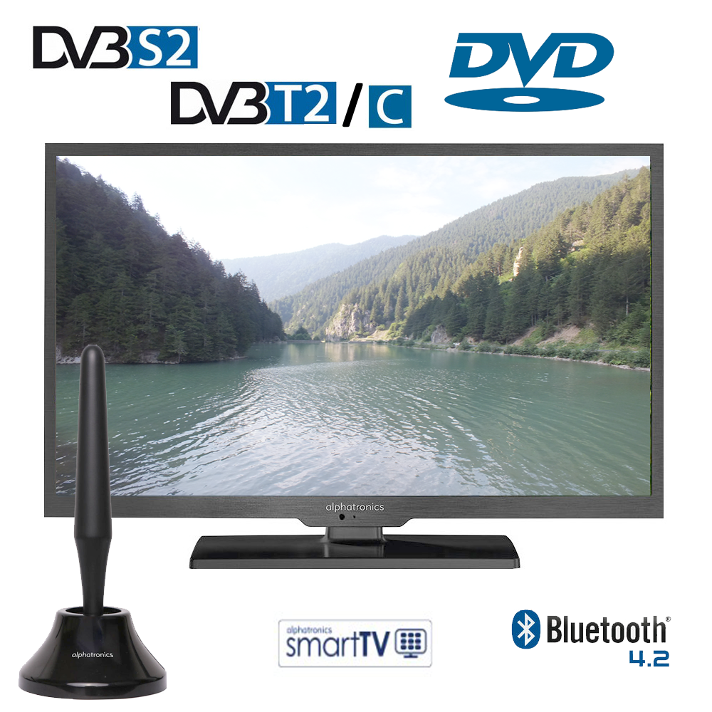 Télévision Combi DVD mobile 55 Cm 12/24/230 V Alphatronics T22SBI+