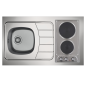 Kitchenette complète 100 cm + domino électrique + évier inox réversible avec réfrigérateur top 4* 100M2P114DEM