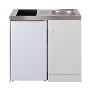 Komplette 100-cm-Küchenzeile + Gaskochfeld + wendbare Edelstahlspüle + 4-Sterne-Kühlschrank mit obenliegendem Gefrierfach 100M2P114DI