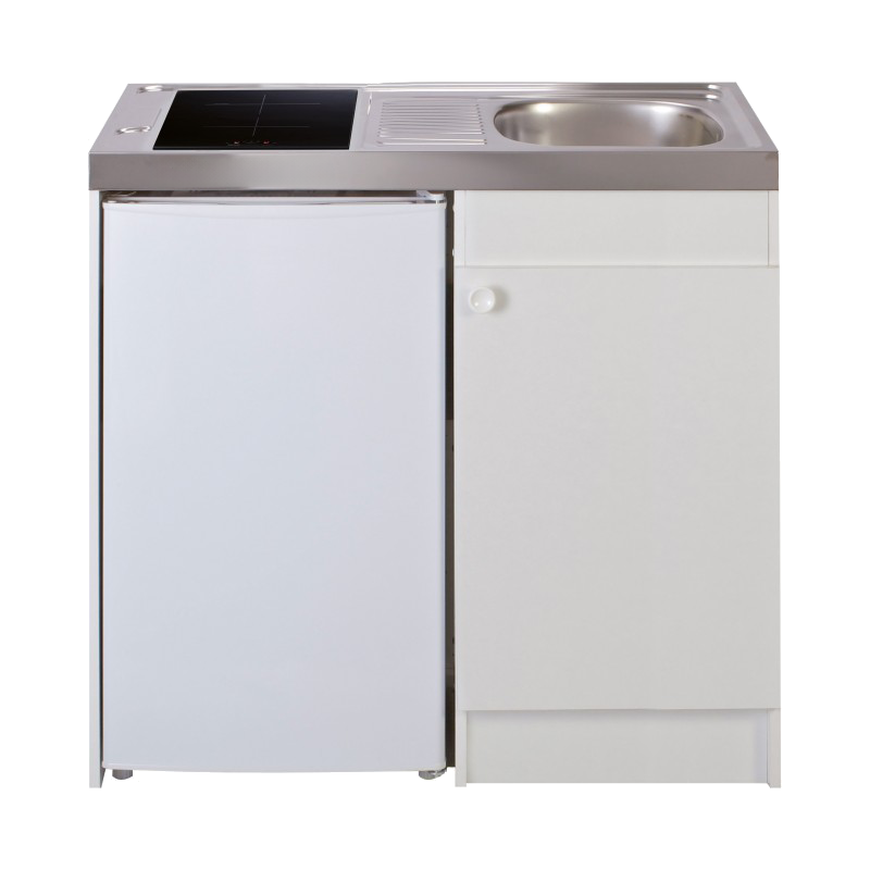 Kitchenette complète 100 cm + domino gaz + évier inox réversible + réfrigérateur top 4* 100M2P114DI