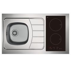 Kitchenette complète 100 cm + domino gaz + évier inox réversible + réfrigérateur top 4* 100M2P114DI