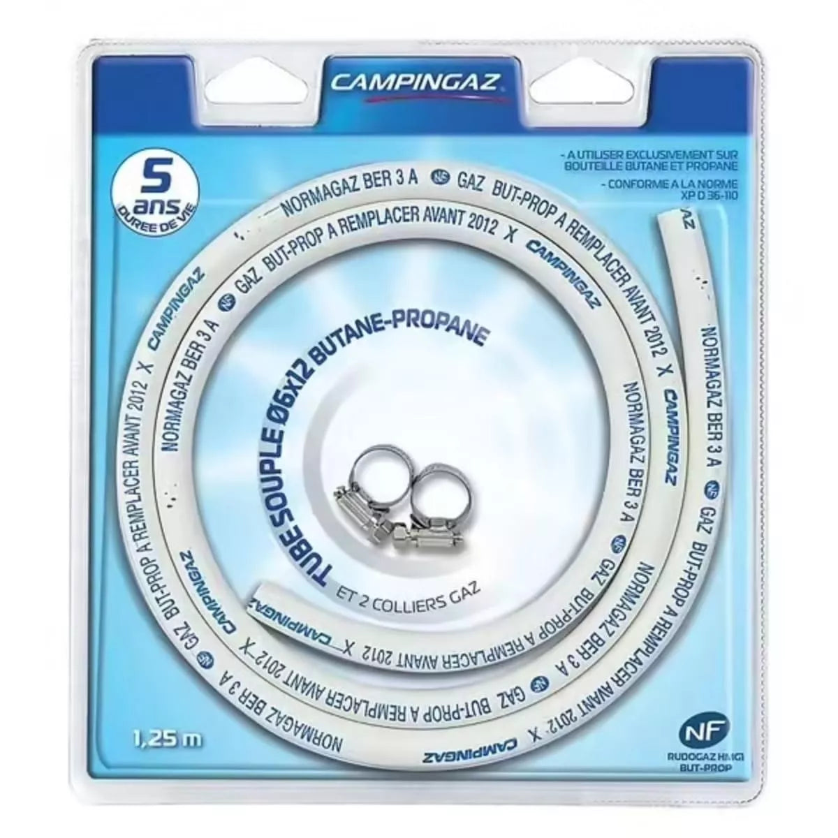 TUYAU SOUPLE A COLLIERS BUTANE NF GAZ 1,25M - CAMPINGAZ 2208594
