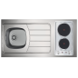 Kitchenette complète 120 cm domino gaz + évier inox réversible + réfrigérateur top 4*  120M2P114DG