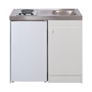 Kitchenette complète 100 cm domino gaz + évier inox réversible + réfrigérateur top 4* 100M2P114DEM