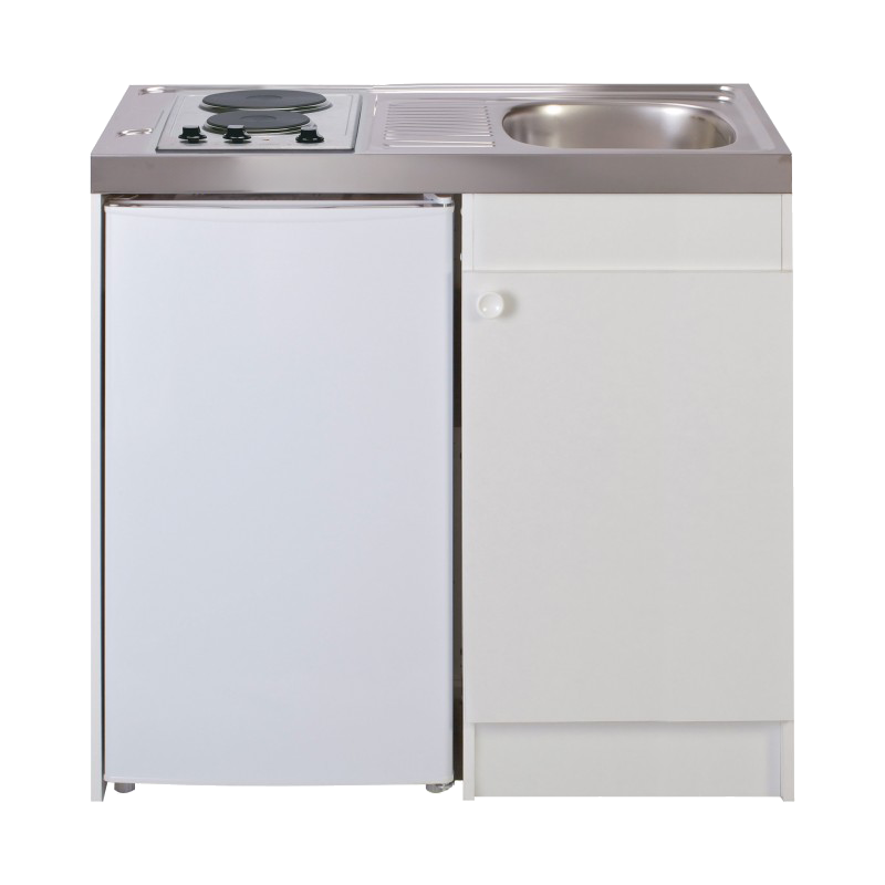 Kitchenette complète 100 cm domino gaz + évier inox réversible + réfrigérateur top 4* 100M2P114DEM