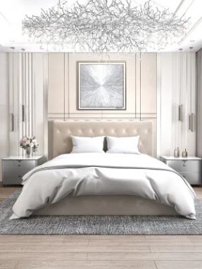 LIT COFFRE CORSICA EN VELOURS BEIGE 160X200CM 755BE160