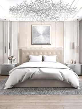 LIT COFFRE CORSICA EN VELOURS BEIGE 180X200CM 755BE180