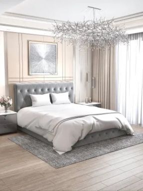 LIT COFFRE CORSICA EN VELOURS GRIS 160X200CM 755G160