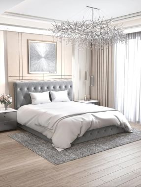 LIT COFFRE CORSICA EN VELOURS GRIS 180X200CM 755G180