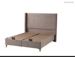 Lit coffre VENUS COTELE  TAUPE 140X190CM
