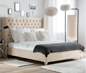 Lit double clouté beige 140x190 Eurodesign 728BE140