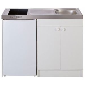 Kitchenette complète 120 cm + domino induction + évier inox réversible + réfrigérateur 120M2P114DI