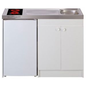 Kitchenette complète 140 cm + domino vitro + évier inox réversible + réfrigérateur top 4* 140M2P114DVMT