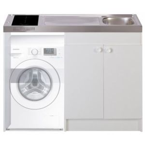 Kitchenette 140 cm + domino vitro + évier inox réversible + sans réfrigérateur niche lv ou mal 60CUI140VMLV