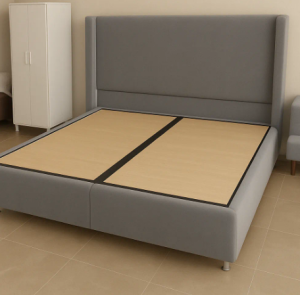 LIT COFFRE COCO BOX VELOURS GRIS 160x200CM EURODESIGN COCO-VG-160