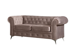 CANAPE CLOUTE TIFFANY 2 PLACES VELOURS BEIGE 184x88cm VELOURS BEIGE CLOUTE-2-VBE