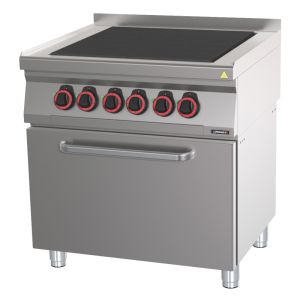 Fourneau électrique 4 plaques coup de feu avec four électrique ventilé GN 1/1 80 Casselin C7FOE4PFV80